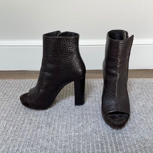 Brunello Cucinelli Peep Toe Leather Booties
